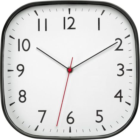 Horloge Murale silencieuse, 60.3076, Design Moderne, Noir, 28cm, analogique sans tic-tac, trotteuse Rouge, Grands Chiffres, pour Cuisine, Salon, Bureau, Chambre, Mouvement Sweep