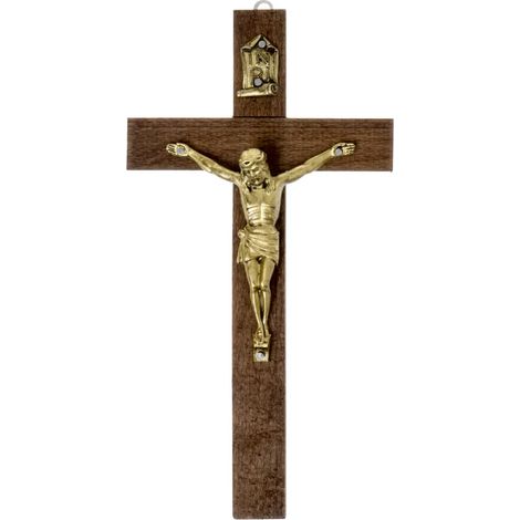Croce in legno da appendere, marrone, 10,5 x 20 cm (1/3)