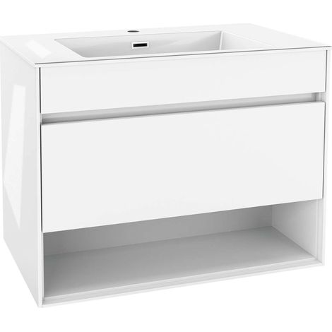 kielle Nefia - Meuble avec lavabo 80 cm, blanc brillant 50027S810 (1/5)