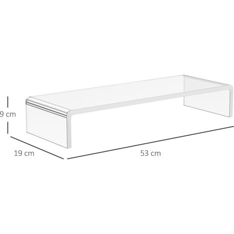 Support écran ergonomique acrylique ordinateur portable notebook transparent, 53x19x9 cm, bureau, dimensions 53x19x9 cm, coloris transparent (1/5)