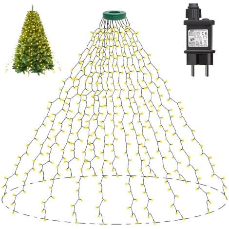 Weihnachtsbaum-Lichterkette 2 m x 16, 400 LED (1-2,4 m), 8 Modi, Weihnachtsdekoration für Haus, Garten, Terrasse (Warmweiß)