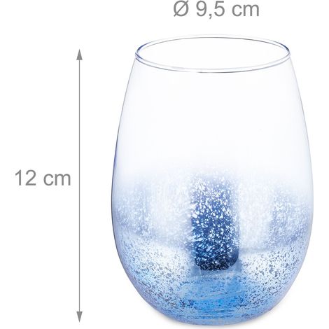 Lot de 2 verres originaux décoratifs lavables style moderne pour vin cocktails 18 x 8 x 8 cm en verre bleu (1/3)