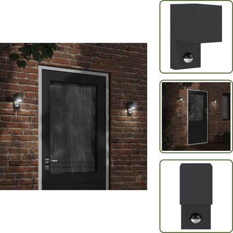 The Living Store Außenwandleuchte mit Sensor Schwarz Aludruckguss - Outdoor-Beleuchtung - Wandleuchte - Bewegungsmelder - LED-Leuchte - Gartenbeleuchtung (1/5)