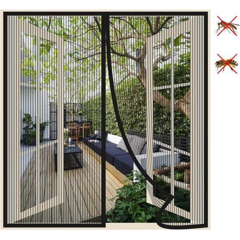 Moustiquaire magnétique à fermeture automatique, 140x150 cm, avec bande adhésive, anti-insectes, noire. (SKU produit : 75514346 SKU Offre : lehua26.3.25) (1/5)