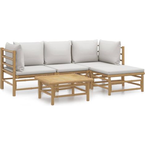Maison Exclusive - 5-tlg. Garten-Lounge-Set mit Hellgrauen Kissen