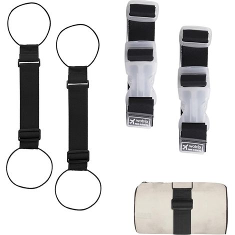 Luggage Bungee Fastener - 4 Pcs Adjustable Elastic Luggage Strap Luggage Attachment Strap Portable Travel Accessories (2 Black) (1/5)