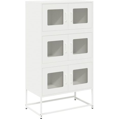 Maison Exclusive - Buffet haut blanc 68x39x123 cm acier (1/5)