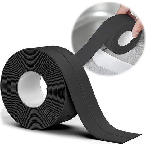 Black Bathroom Seal 16 x 16 mm 6 m Flexible Self-Adhesive Skirting Board (1/5)