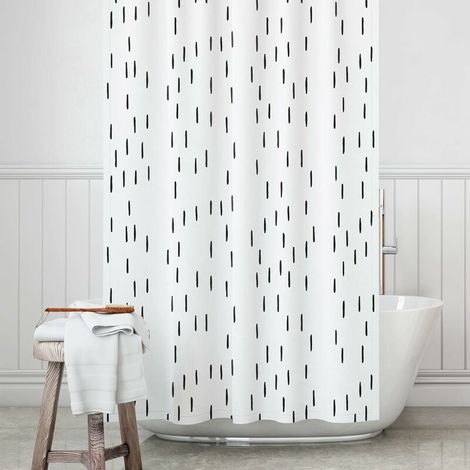 Black and White Shower Curtain - Trendy Boho Shower Curtain (Waterproof 72 x 72) Modern Shower Curtain Set (12 Metal Rings Included) / Knot and Style (1/5)