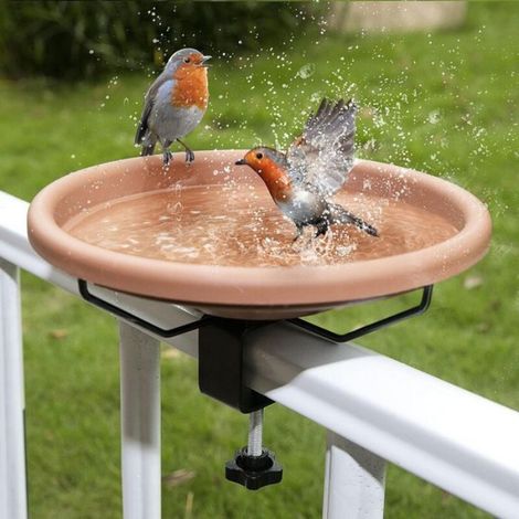 Abreuvoir pour oiseaux suspendu d'extérieur – Grand modèle en métal / style fer forgé (marron) (1/5)