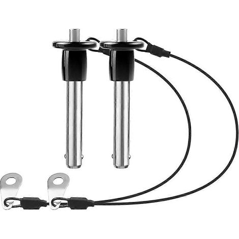 Lot de 2 goupilles de verrouillage à bille à dégagement rapide en acier inoxydable 304 avec bouton-poussoir, poignée ronde et cordon. Longueur utile : 30 mm.