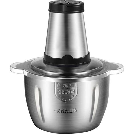 Tritacarne elettrico in acciaio inox da 2 litri, 2 velocità, 4 lame, per carne, frutta, verdura, frutta secca, formaggio (1/4)