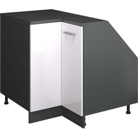 Mobile sottotetto Mobile angolare Rion, Bianco lucido, 75.6 x 81.6 cm con 1 porta, carcassa dell’armadio profondità 60 cm, Vicco (1/5)