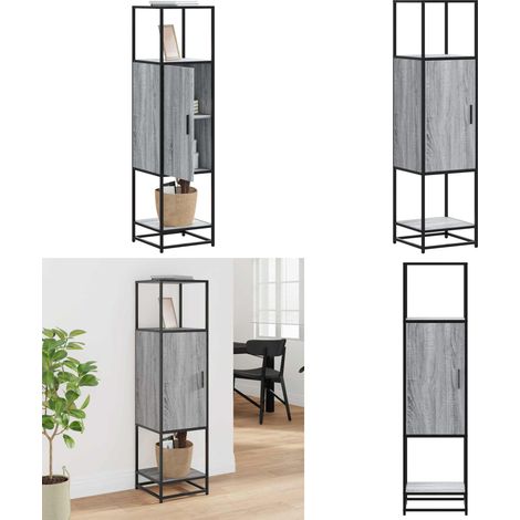 vidaXL Buffet haut sonoma gris 35,5x35x139 cm bois d'ingénierie métal (1/5)