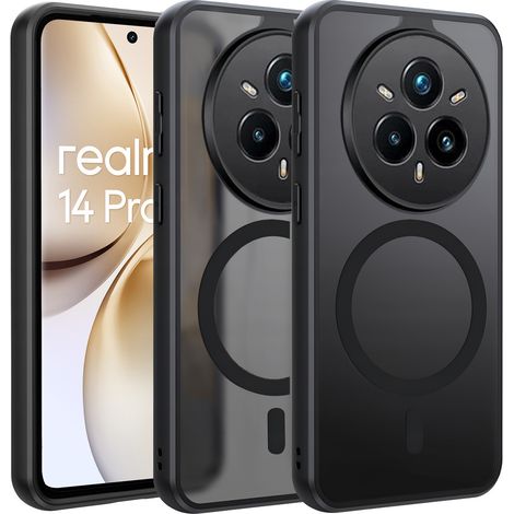 Funda para Realme 14 Pro+ 5G, compatible con MagSafe, funda mate Erbord, color negro. (1/5)