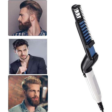 Bartglätter pour les Hommes, Multifonctionnel chaud Brosse à cheveux Électrique Bartglätter Brosse à cheveux, Bartglätter Brosse à Cheveux Lisseur Peigne (1/5)