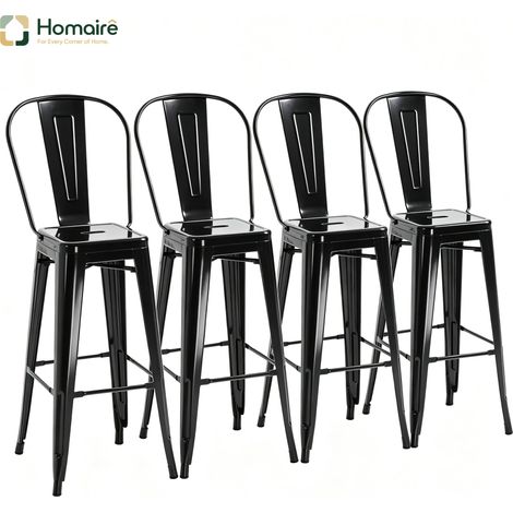 Tabouret de bar en métal noir 44 x 46 x 116 cm HOMAIRE (1/5)