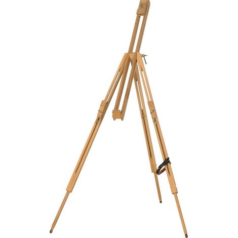 Chevalet d\'artiste en bois sur pieds pliable portable supporte des toiles jusqu\'à 66/107 cm bois naturel (1/5)