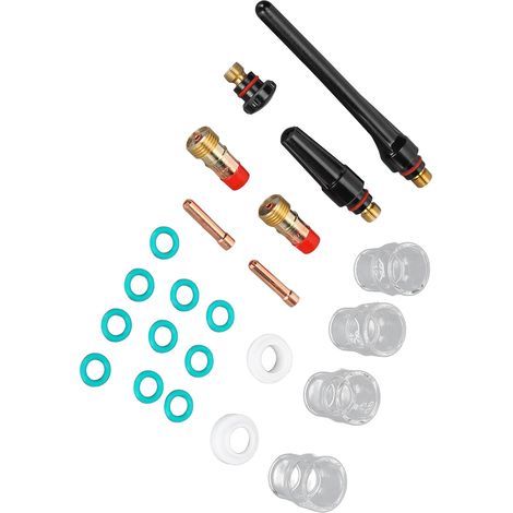Kit d'outils de soudage TIG 23 pièces comprenant : coupelle en verre, joint, rondelle et conduites de gaz, compatible WP17/18/26 (1/5)