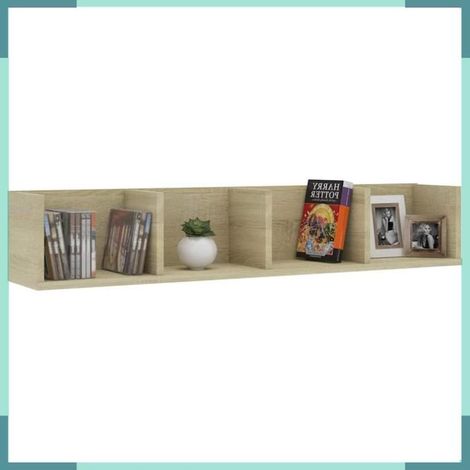 801322 étagère murale à CD Chêne sonoma 100x18x18 cm Bois d'ingénierie (1/4)