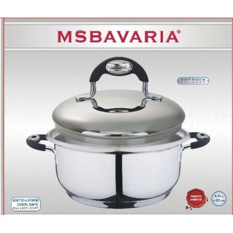 Pentola Casseruola in Acciaio con Coperchio New Bavaria 18 cm
