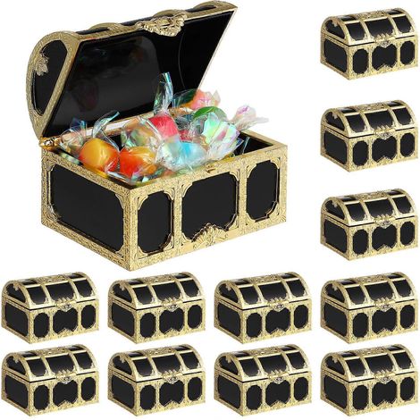 Lot de 12 coffres au trésor décoratifs vintage de style pirate, parfaits comme cadeaux de mariage ou boîtes de rangement pour bonbons.-7.50X5.40X5.00CM-Golden (1/4)