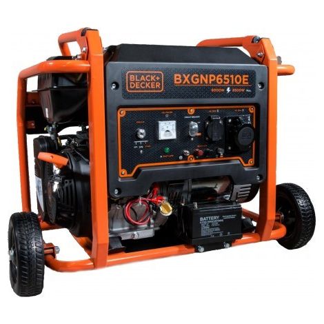 Black & Decker – Groupe électrogène 6.5Kw essence 230V – Moteur 4 temps OHV 420cc – Démarrage électrique – Autonomie 11h à 50% de charge (1/5)