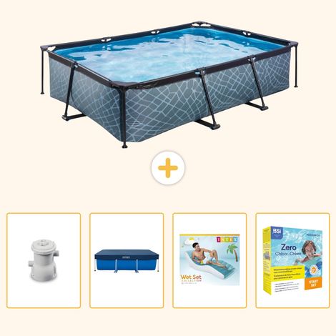 Exit-toys Piscine Exit Rectangulaire - Effet Pierre - 300x200x65 cm - 5-pièces S309 (1/5)
