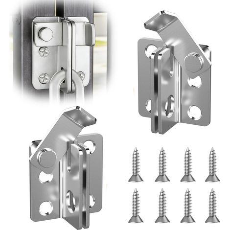 Verrou Porte Exterieur Coulissante Loquet Porte Interieure Serrure Volet, Verrou Portail à Bascule Boulon Loquet Porte Interieure pour Placard, Fenêtre et Jardin (argent) (1/5)