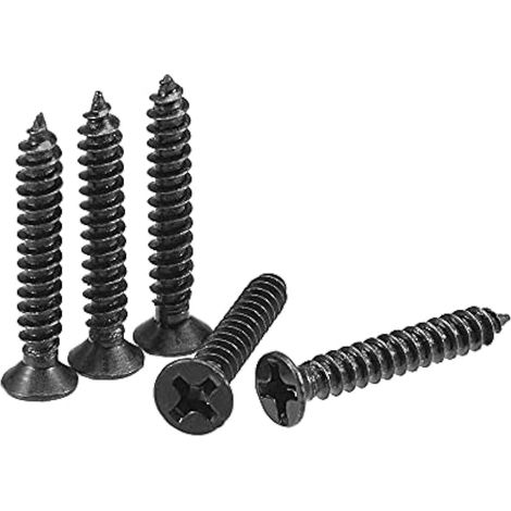Vis autotaraudeuses Phillips tête plate M3 x 20mm acier carbone pour bois - Noir 200 pièces (1/5)