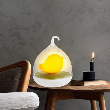 Luce notturna a LED figura di uccello luce per camera da letto lampada per bambini lampada da tavolo dimmer tattile, bianco arancione, 4x LED 0,08 Watt, PxH 14x17 cm