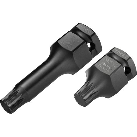 HAZET Tournevis à percussion, jeu d’embouts 990S-12/2, 3/4" (20 mm) carré, 1/2" (12,5 mm) carré, 24 mm hexagone extérieur, profil XZN intérieur, 2 pièces, SW M12 (1/4)
