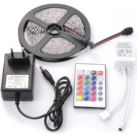 Kit ruban lumineux led Bande Guirlande Flexible LED 5M Non-Etanche à l'Eau SMD 3528 300LEDs RGB SU722 (1/4)