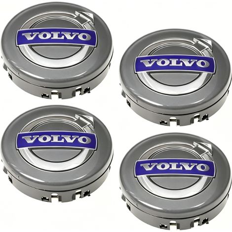 Convient pour Volvo 02-64MM, enjoliveur central 4 pièces, argent Volvo, taille unique.