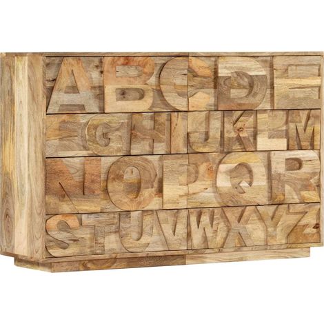 Credenza consolle contenitore mobile alfabetico con 6 cassetti 120 cm legno massello di mango marrone 4402213