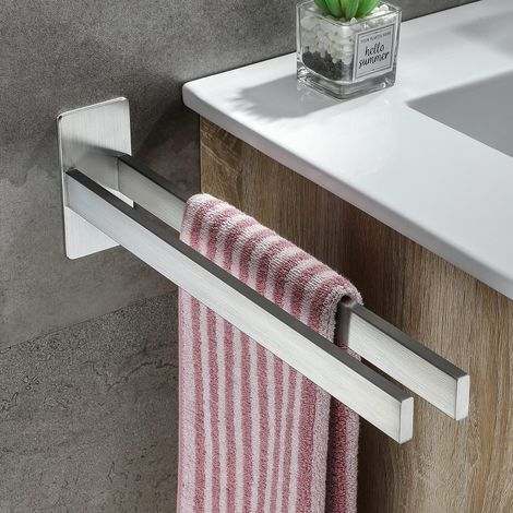 No-drill towel rack, wall-mounted towel rack type 304, stainless steel towel rack, kitchen towel rack, self-adhesive bathroom towel rack (1/5)