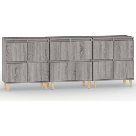 Credenza buffet cassettiera mobile contenitore organizer cucina soggiorno soggiorni 3 pezzi sonoma 60 x 35 x 70 cm pannelli compositi grigio 020037170