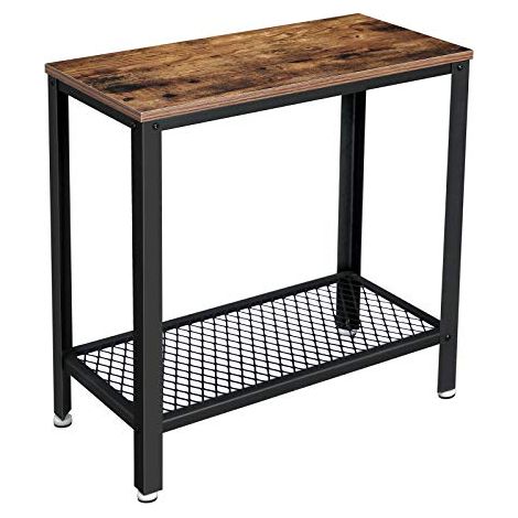 VASAGLE Table d'appoint, Table de Chevet, Style Industriel, Montage Facile, Gain de Place, avec Étagère en Treillis, pour Salon, Chambre, Couloir, 60 x 30 x 60 cm, Étroit, Fer, Vintage par (1/5)