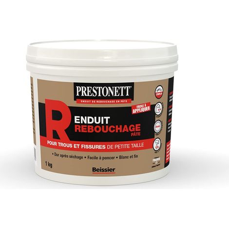 Prestonett – Enduit de rebouchage en pâte 1kg – Pour intérieur et extérieur – Excellente adhérence sur béton, plâtre, peinture – Ponçable et teintable