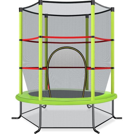 COSTWAY Cama Elástica para Niños, Trampoliín con Red de Seguridad y Almohadilla para Muelles, Estructura en Acero Resistente (Verde) (1/5)