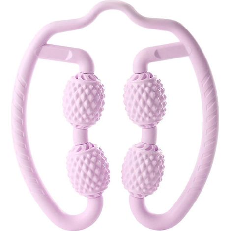 Pince à jambes annulaire, masseur à quatre roues, pince de fitness pour jambes, rouleau de relaxation musculaire en plastique, accessoires de yoga - Violet