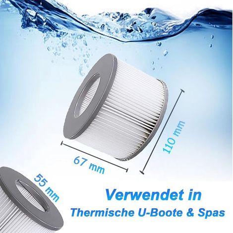 KGC Filterkartuschen für MSpa-Filter, 12 Stück, kompatibel mit Whirlpool MSpa-Modellen ab 2020, Wasserfilterkartusche für aufblasbare Pools, Whirlpools und Spas (1/5)