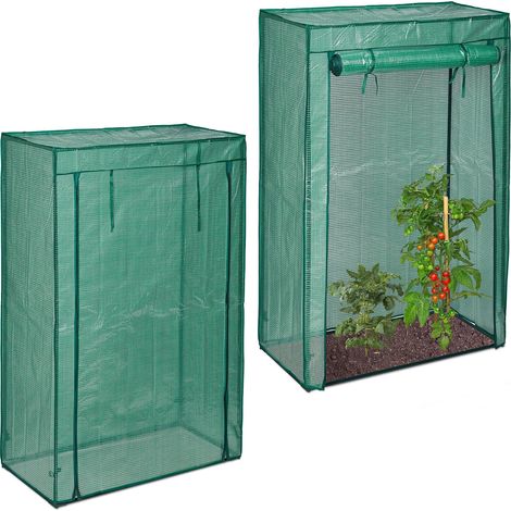 2x Serra per Pomodori, Giardino, Balcone, Telo Orto Trasparente, HLP 150x100x50 cm, Acciaio e PE, Verde