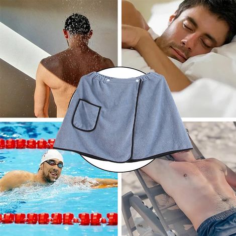Serviette de bain douce et résistante à l'usure pour homme, short réglable en microfibre, serviette de piscine, plage, spa, bain, douche (1/5)