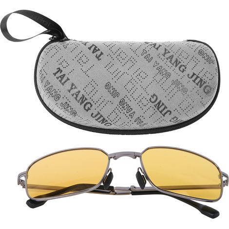 Ortviai Lunettes de soleil polarisées à verres photochromiques pliables, cadre métallique carré, teinte thé, vision nocturne, protection oculaire – lunettes de protection (1/5)