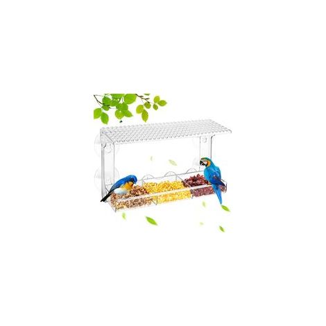 Mangeoires à Fenêtre, Mangeoire à Oiseaux pour Extérieur avec Ventouses Puissantes, Transparent Exterieur Mangeoire Oiseaux, Mangeoire pour Oiseaux pour Extérieur, Jardin 28 x 10 x 14.5 cm