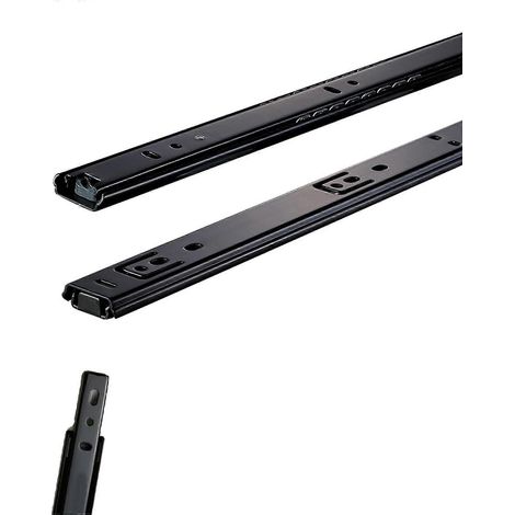 Glissières de tiroir à roulement à billes noir à fermeture amortie de 50 cm, rails latéraux robustes pour armoires (1/5)