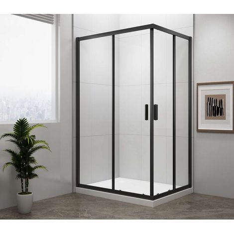 Polysan Easy Black - Box doccia 90x80 cm, vetro trasparente/nero opaco EL5315B (1/5)