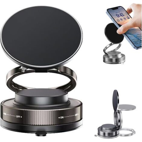 Support Telephone Voiture Magnetique – Rotation à 360° Support Voiture pour Magsafe, Adsorption sous Vide, Compatible avec iPhone 12–16, Galaxy S25 Ultra, Xiaomi 15, Huawei (1/5)