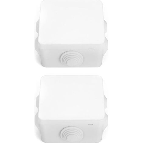 Set of 2 Junction Boxes, IP65 ABS Plastic, Waterproof for Outdoor Use, White, 85 x 85 x 50 mm (1/5)